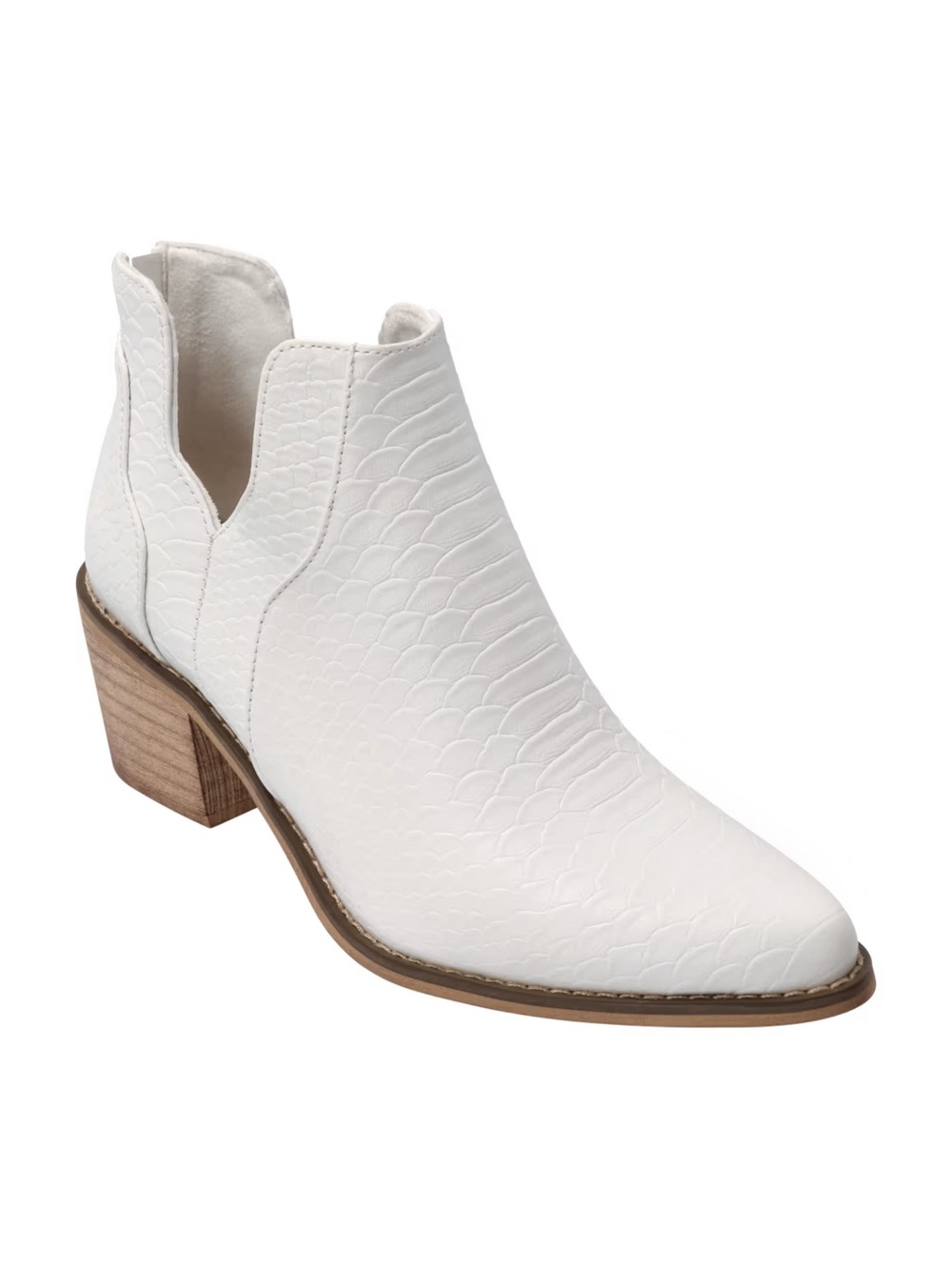 Pierre Dumas Women’s White Textured Leather Ankle Boots
